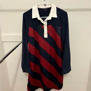 Tommy Hilfiger Red and Black Striped Midi Dress